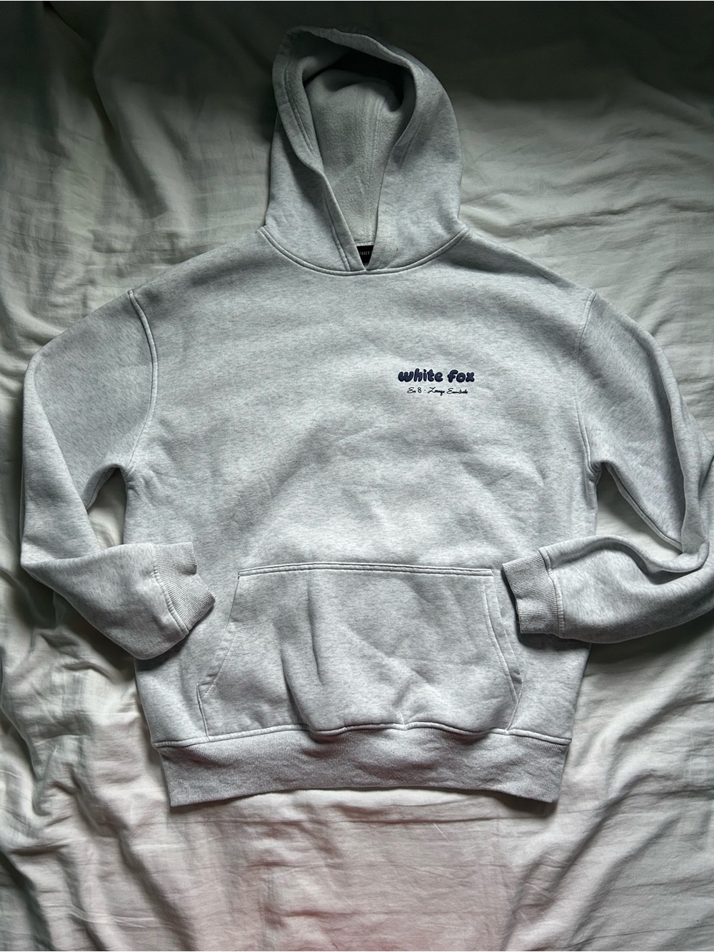 White Fox Boutique Light Heather Gray Pullover Hoodie with Chest Logo